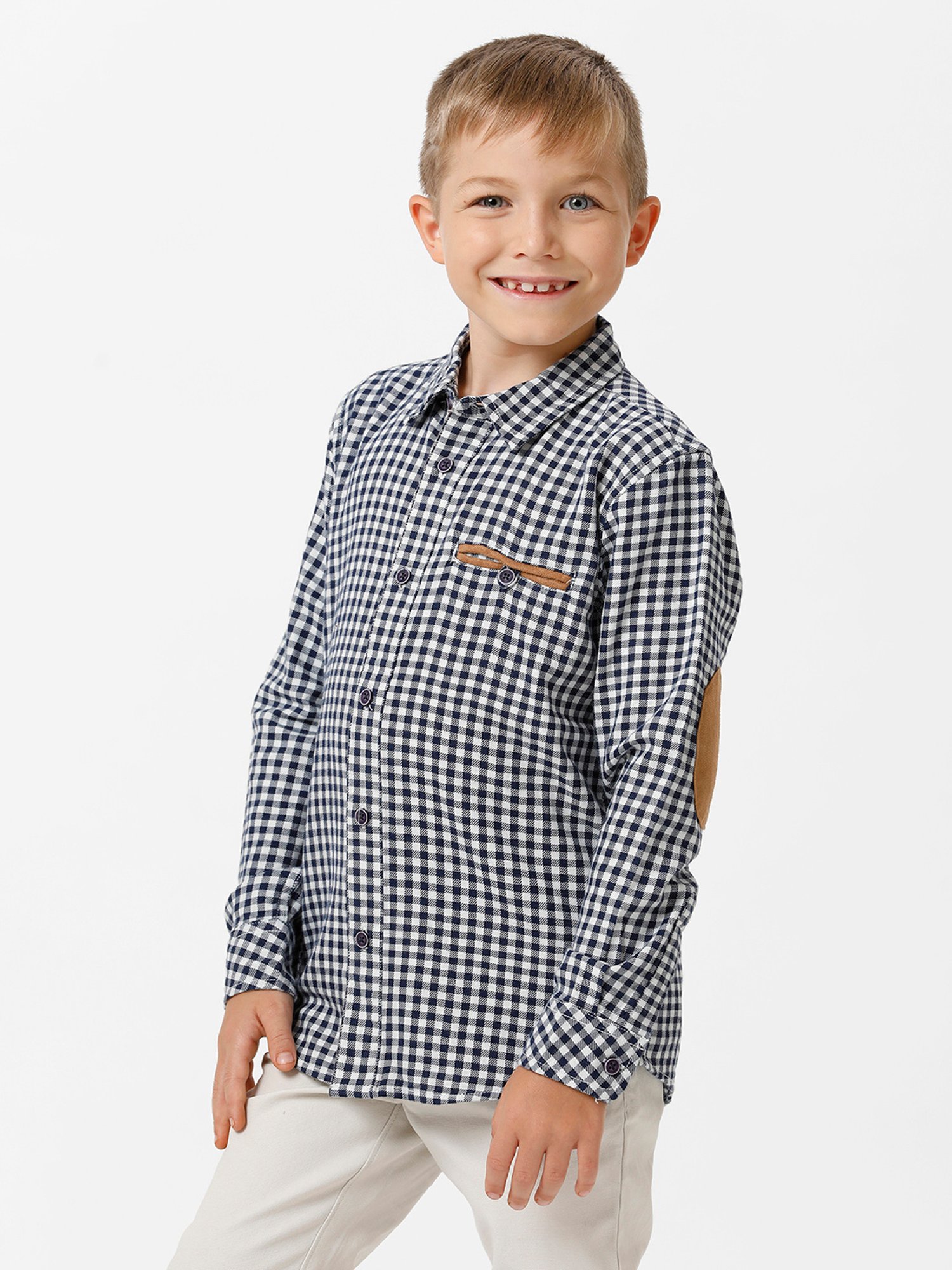 Kate & Oscar Kids Navy Checks Full Sleeves Shirt