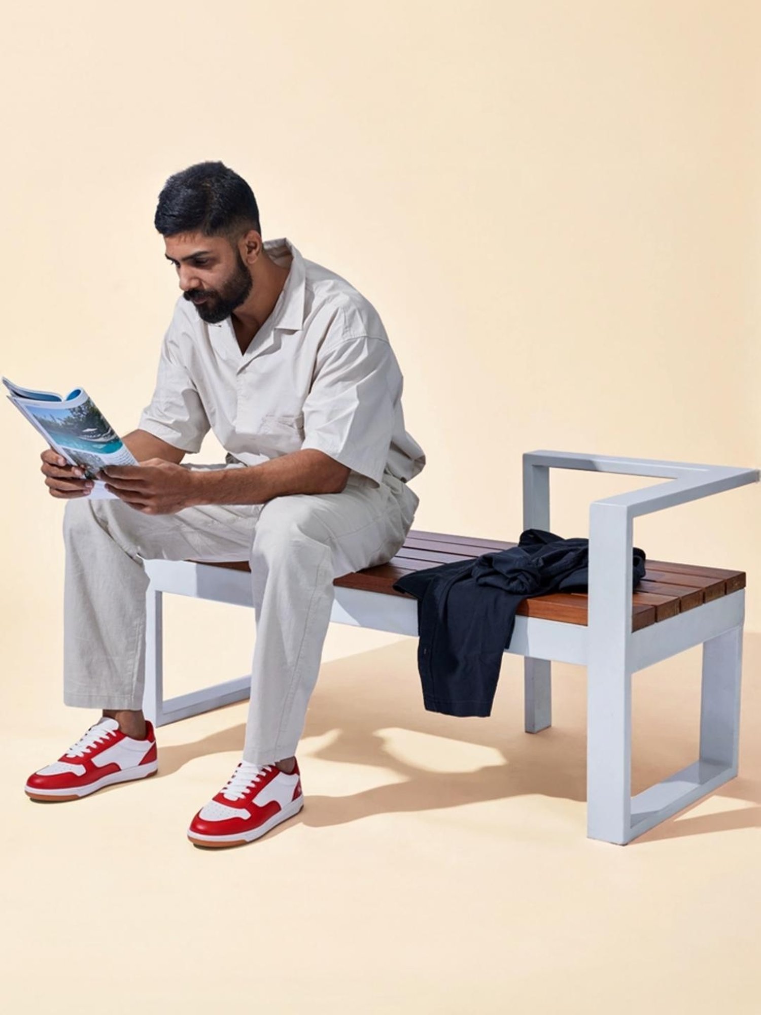 Neemans Men's The Hipsters White & Maroon Casual Sneakers