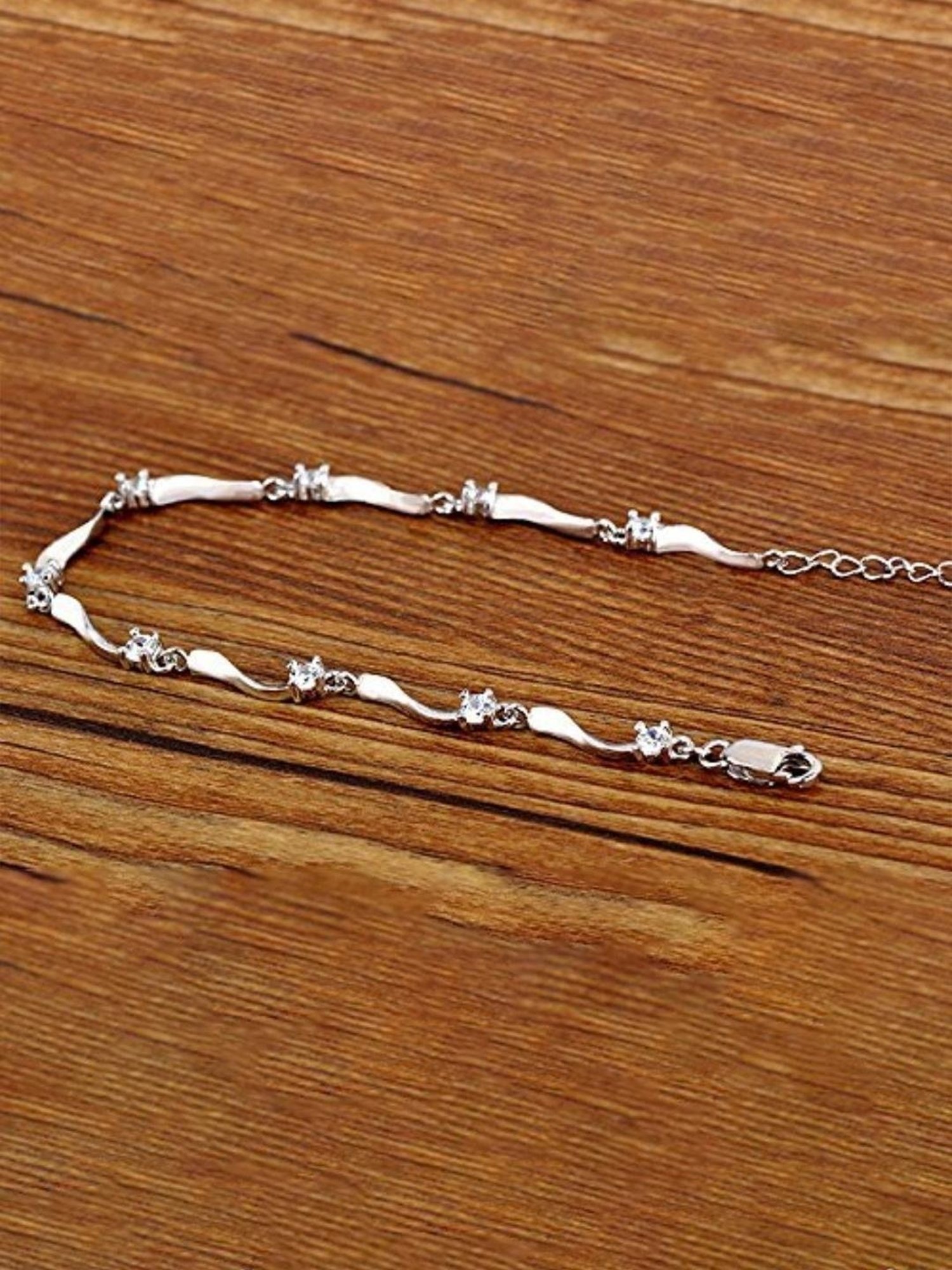 YouBella Stylish Latest Design Crystal Jewellery Silver-Plated Flexible fit Bracelet