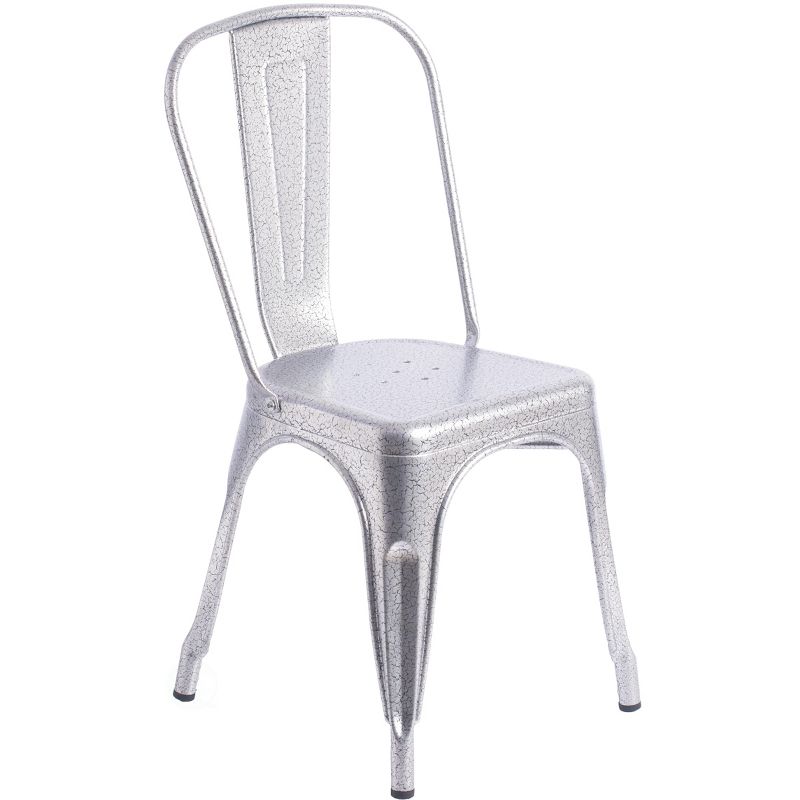 Bold Tones Silver Industrial Metal Dining Bistro Chair with Back