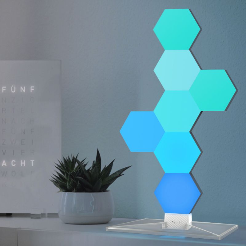 Yescom 7 Packs Hexagonal Smart Light Modular LED Voice Control WIFI Decor Bar Bedroom