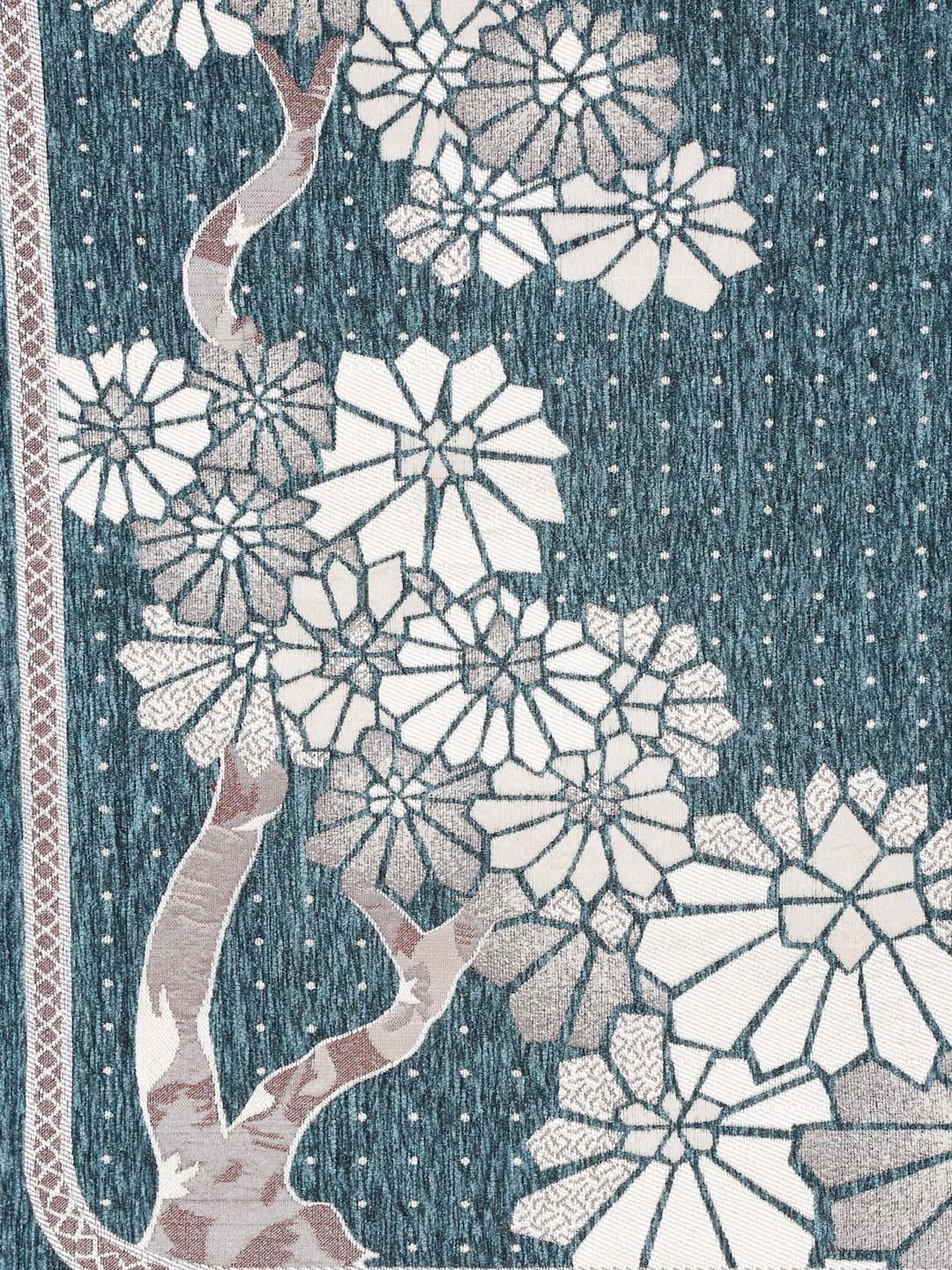 HOSTA HOMES Teal Blue & White Velvet Sofa Cover With Arm Rest - Set of 16