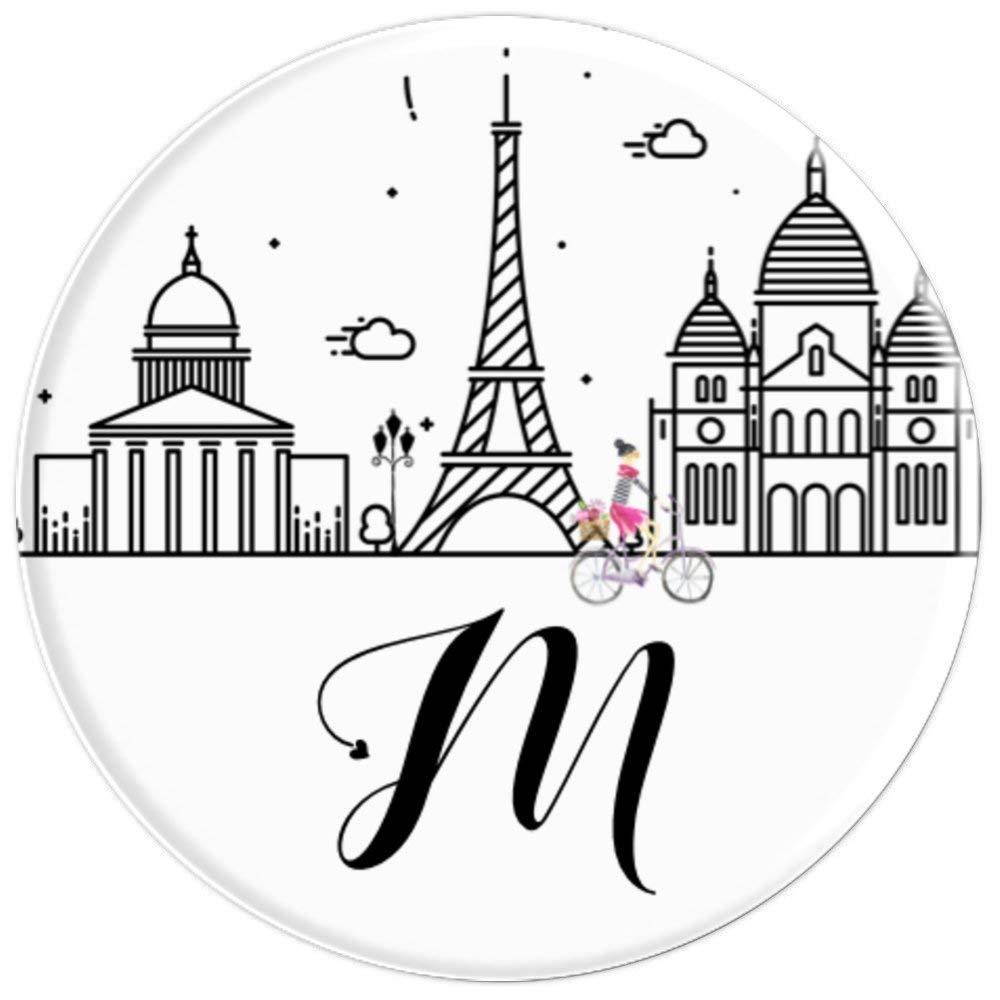 Amore Paris Letter Initial M - PopSockets Grip and Stand for Phones and Tablets