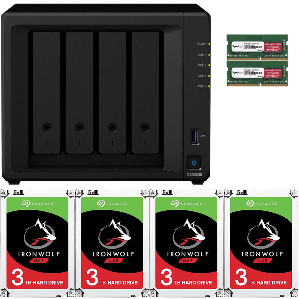 Synology DS920+ DiskStation with 8GB RAM and 16TB (4 x 4TB) of Seagate Ironwolf NAS Drives Fully Assembled and Tested By CustomTechSales