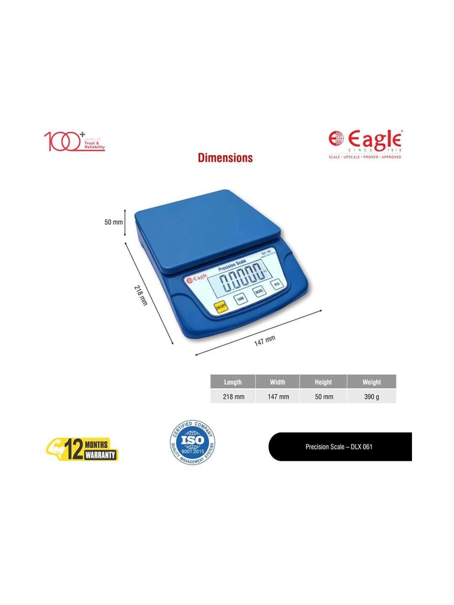 Eagle DLX-061 Digital Weight Machine for Kitchen 6 kg Capacity,0.1 g Accuracy,Kitchen Weighing Scale