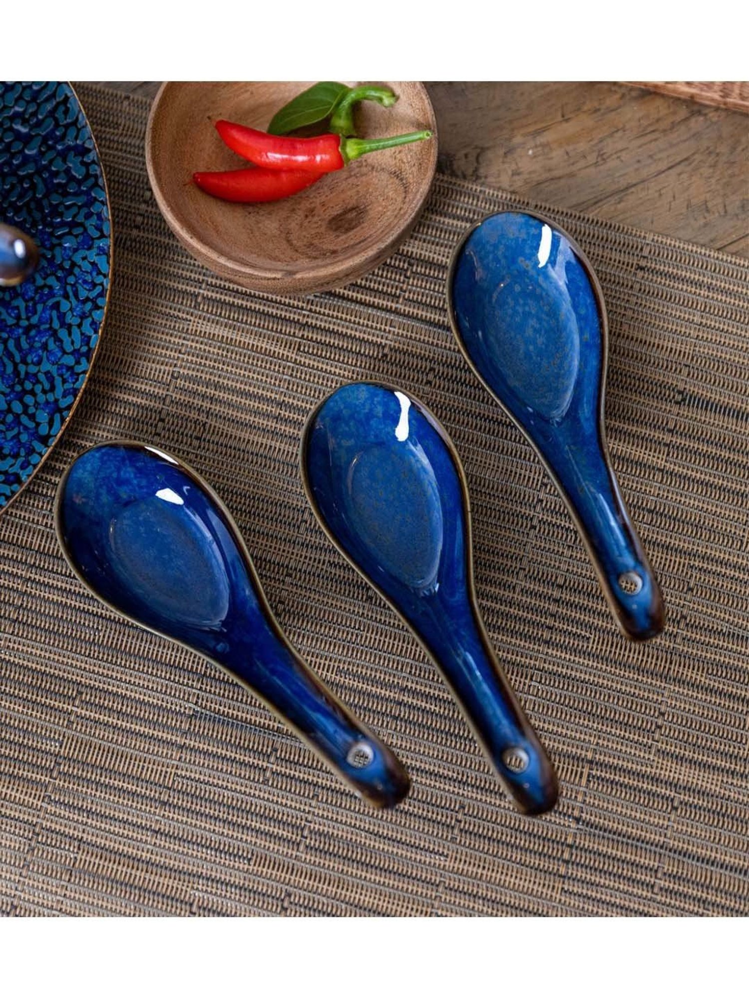 Mikasa Satori Blue Porcelain Rice Spoon