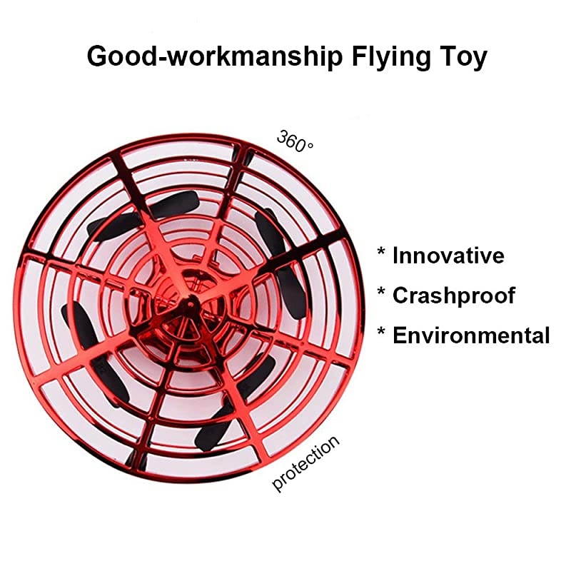 Toys Kids Flying Drones Mini Hand Controlled Flying Ball Drone with 2 Speed and LED Light for Kids and Girls Gift Red