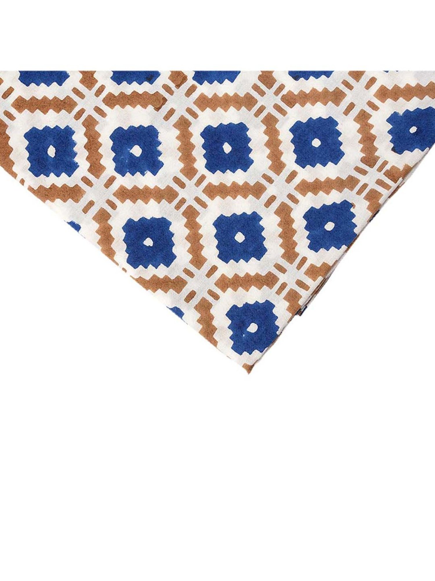 Fanusta Manzhar Blue & Brown 200 TC Hand Block Printed Bed Sheet Set