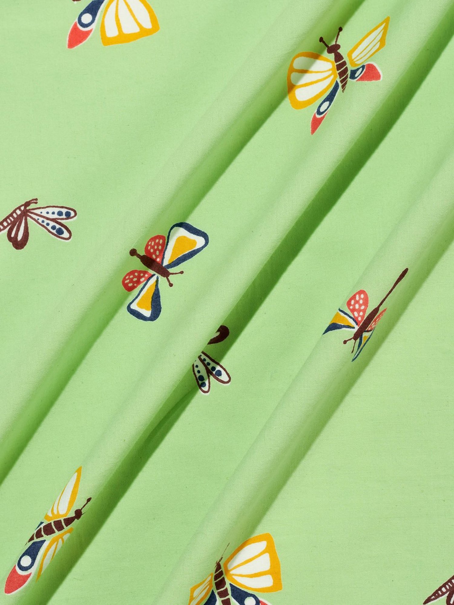 Fabindia Home Titli Printed Green 180 TC Cotton Single Size Bed Sheet with 2 Pillow Covers