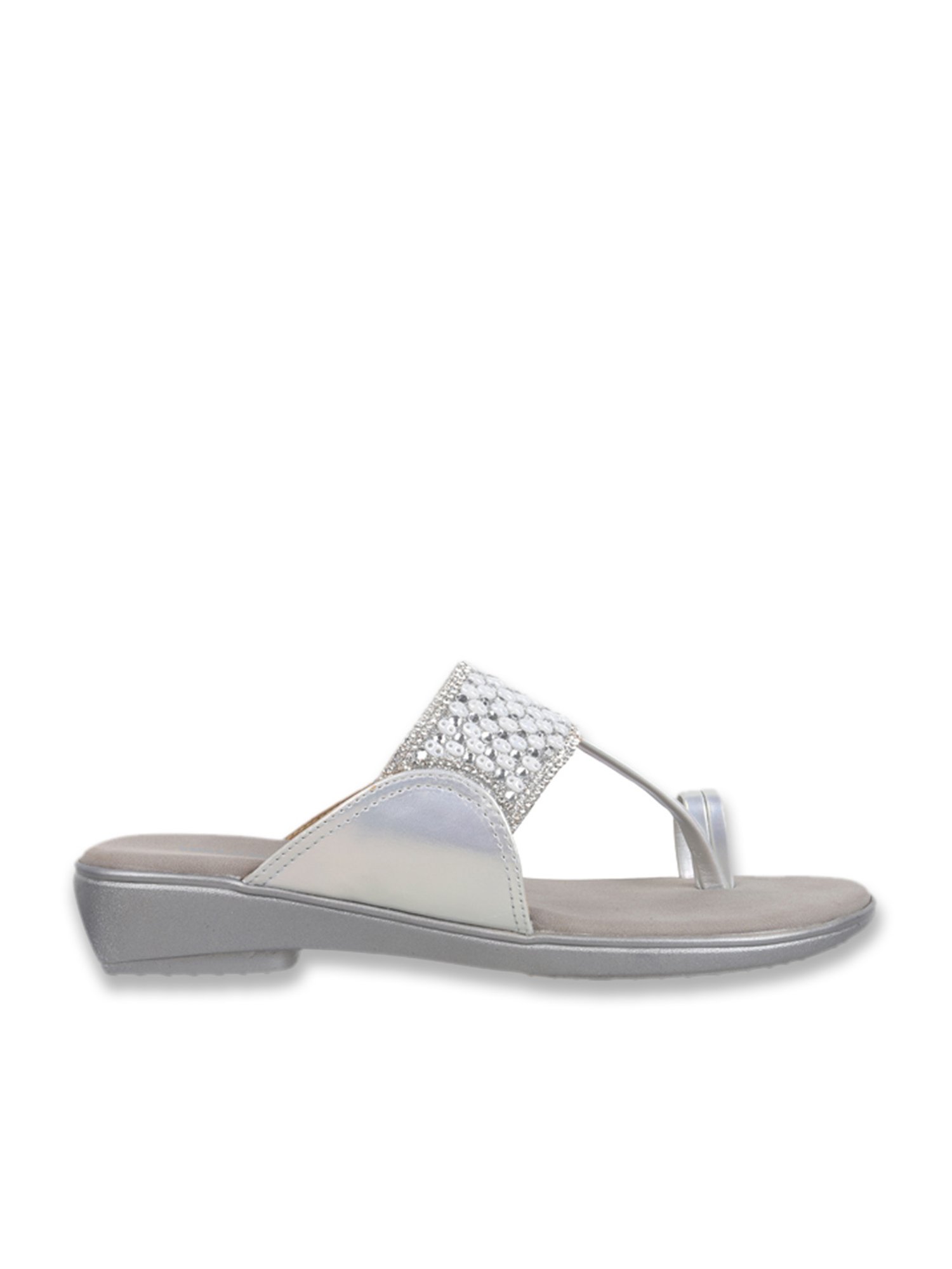 Walkway Women's Silver Toe Ring Sandals