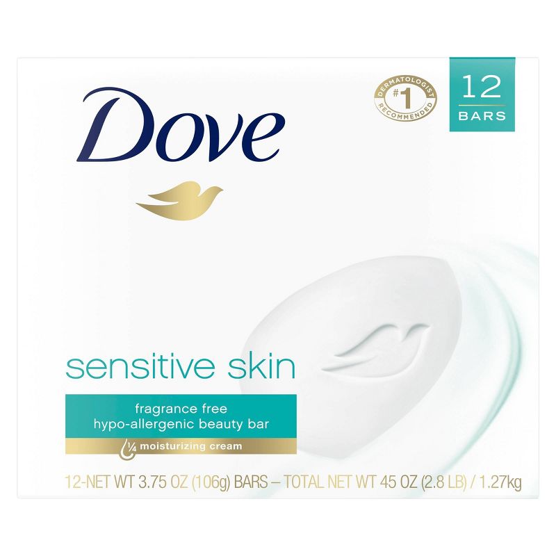 Dove Sensitive Skin Unscented Beauty Bar Soap - 12pk - 3.75oz each