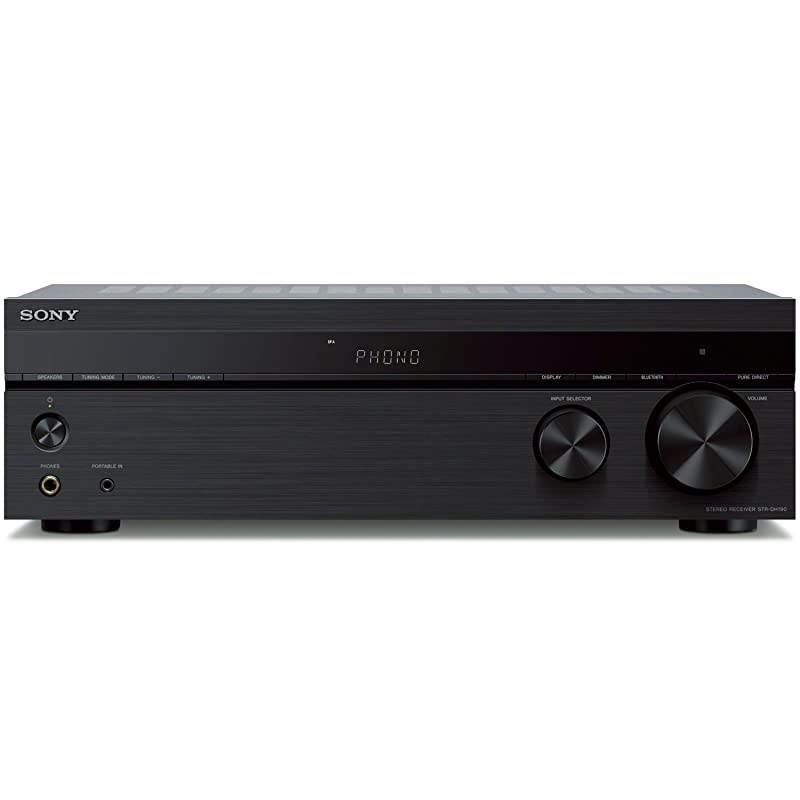 STRDH190 2-ch Stereo Receiver with Phono Inputs & Bluetooth SSCS5 3-Way 3-Driver Bookshelf Speaker System (Black)
