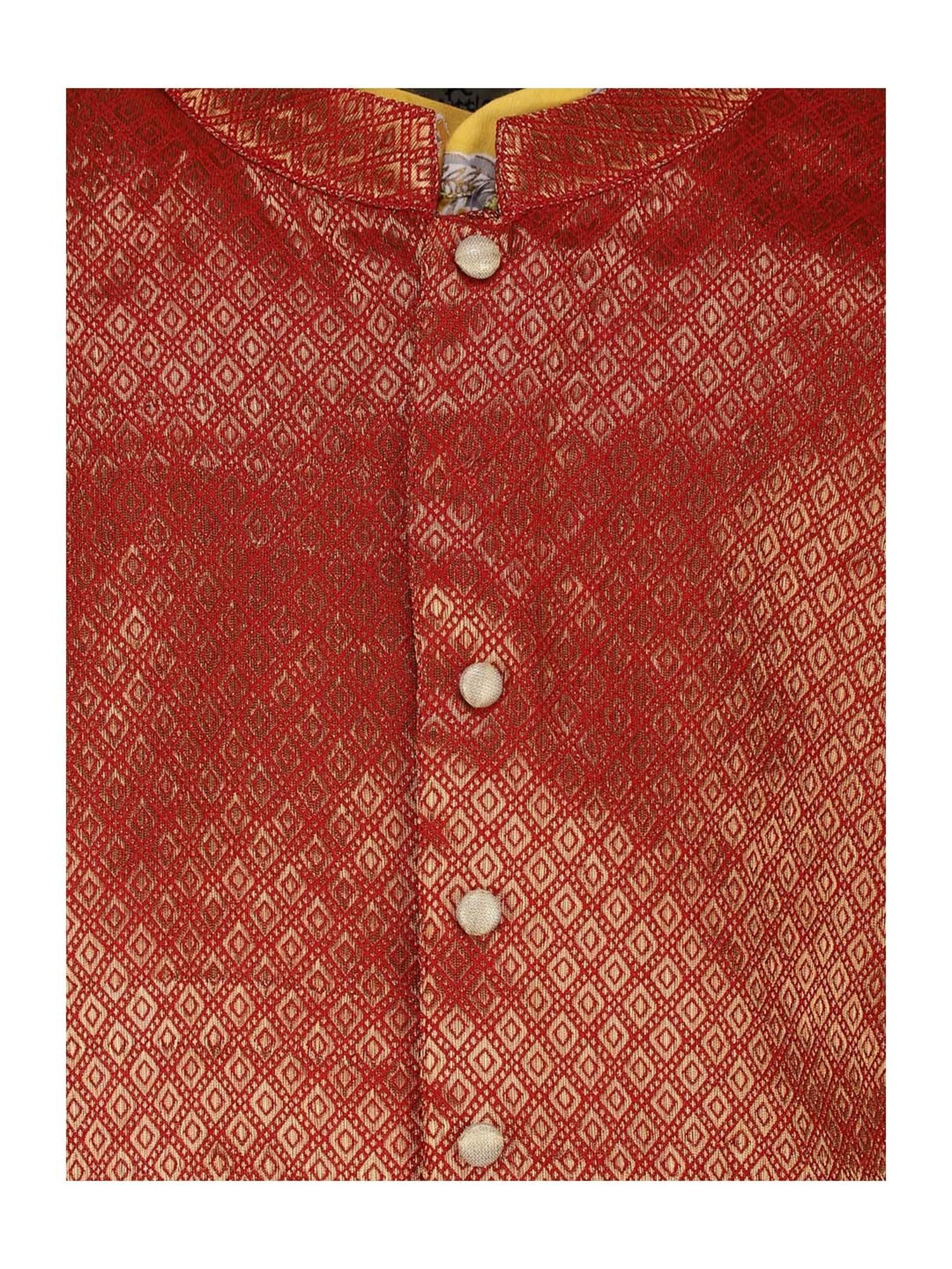 A Little Fable Kids Yellow & White Cotton Floral Print Kurta Set