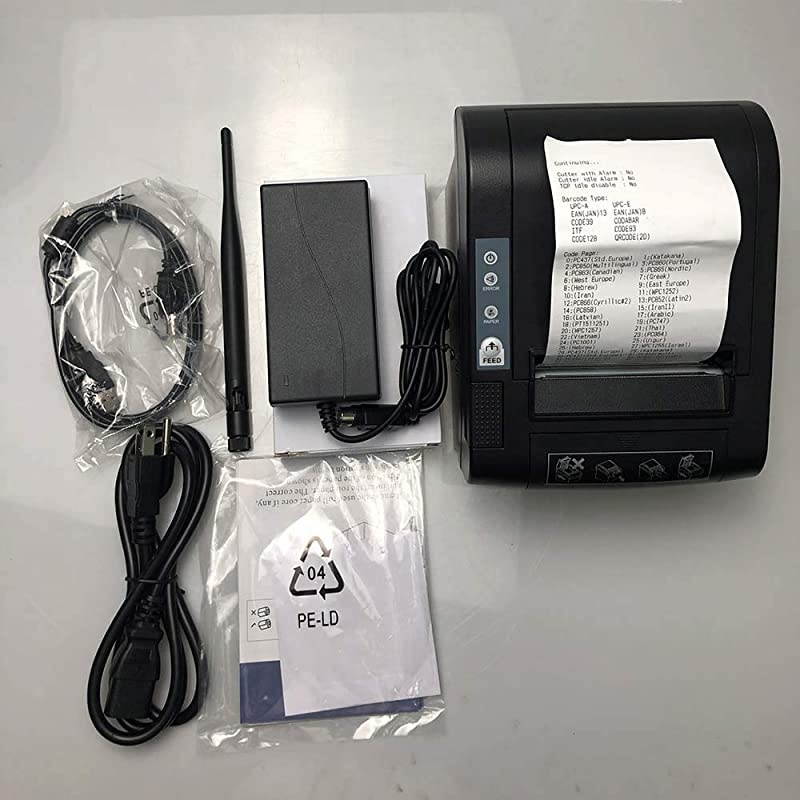 80mm Thermal Receipt Printer WiFi POS Printer with Auto Cutter USB Serial Ethernet LAN Port Support Cash Drawer ESCPOS