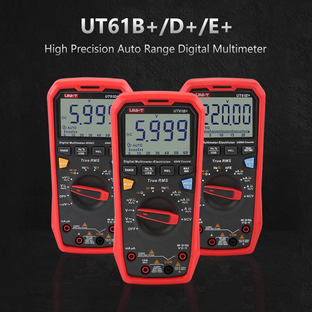 UNI-T UT61D+ Digital Multimeter Auto Range High Precision Professional NCV Tester True RMS Multimeter Multifunctional Tester Electric Measuring Instrument Support Data Transmission Temperature