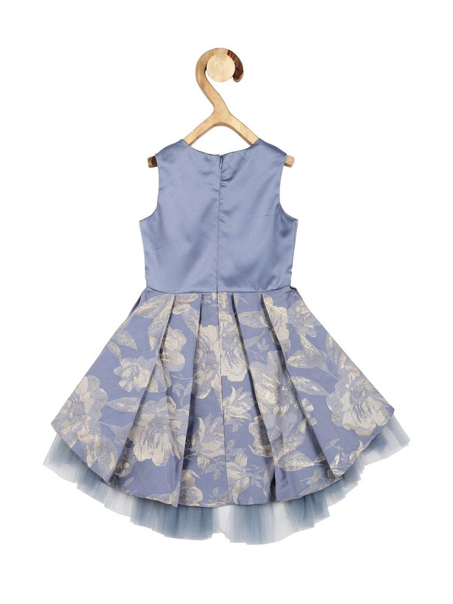 Allen Solly Junior Light Grey Embellished Frock with Scrunchie