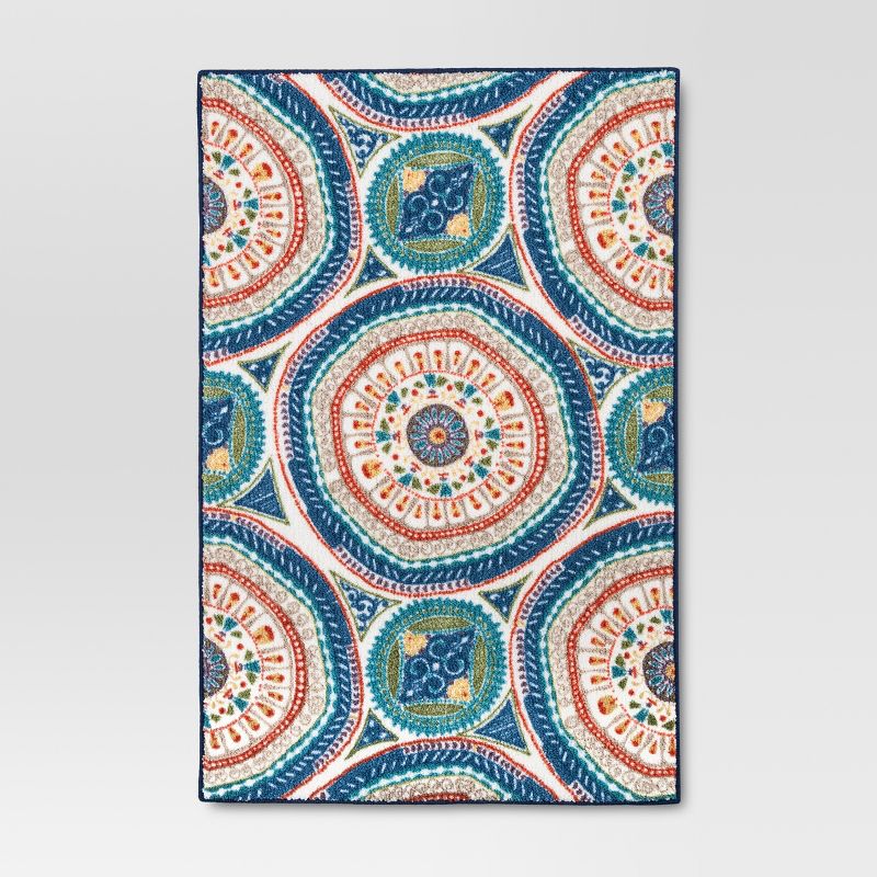 20"x34" Medallion Accent Kitchen Rug Blue - Threshold™