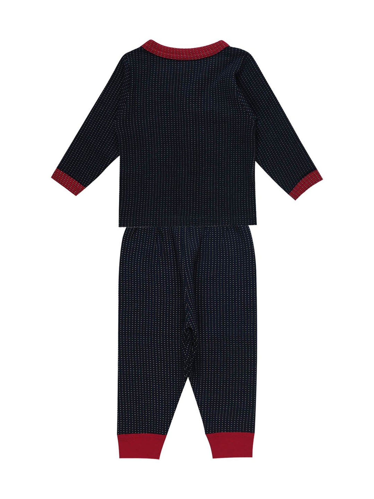 Bodycare Kids Navy Printed Full Sleeves Thermal Top Set