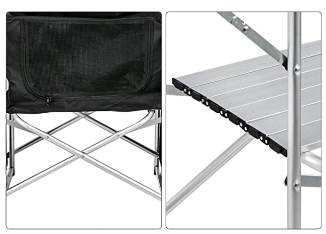 Portable Camping Kitchen Table Cooking Windscreen Heat Resistant Tabletop Zipper Storage Cabinets W/ Light Pole Heat-resistant tabletop Removable Steel Windscreens