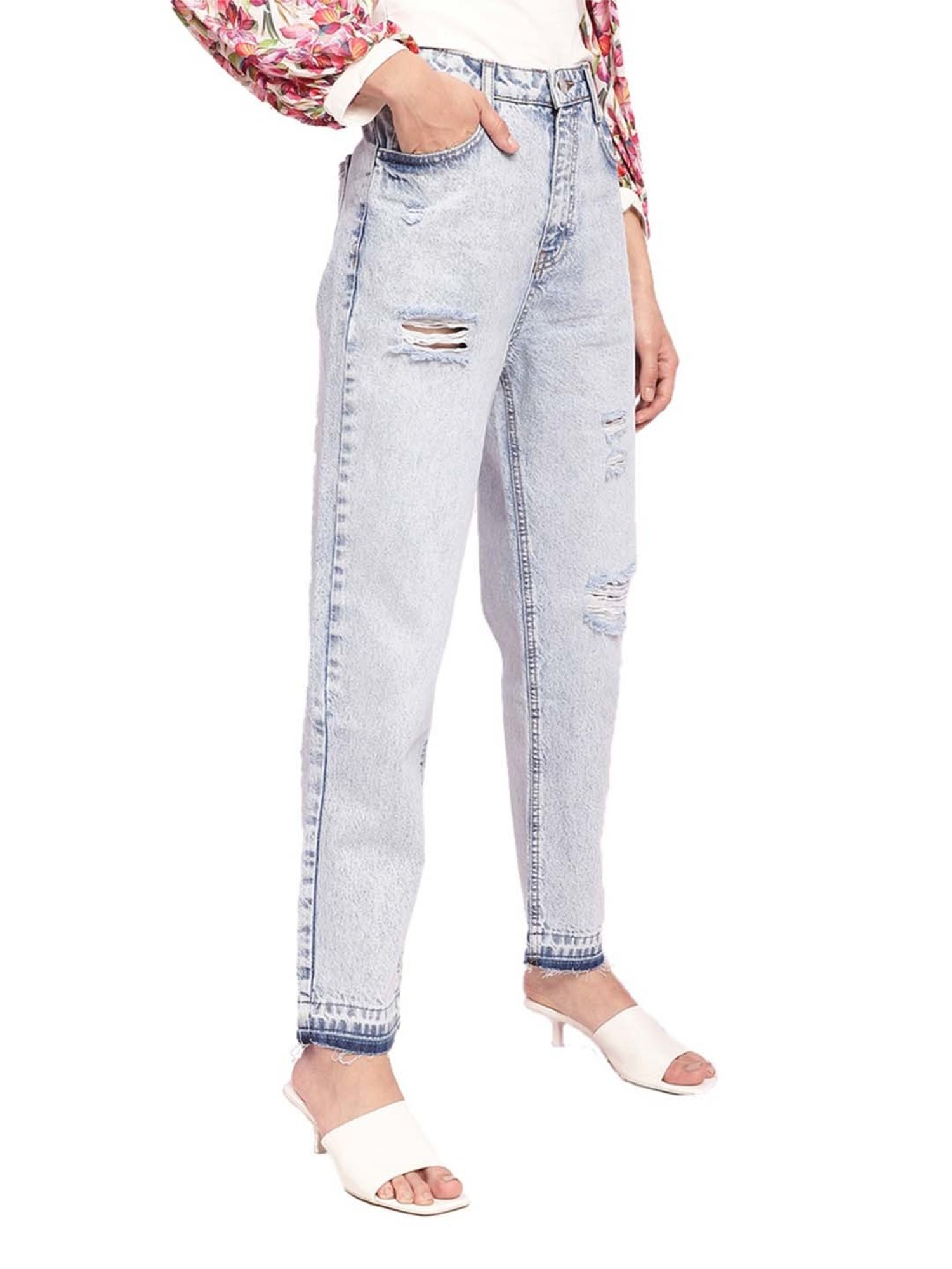 KENDALL + KYLIE Blue Cotton Mid Rise Jeans