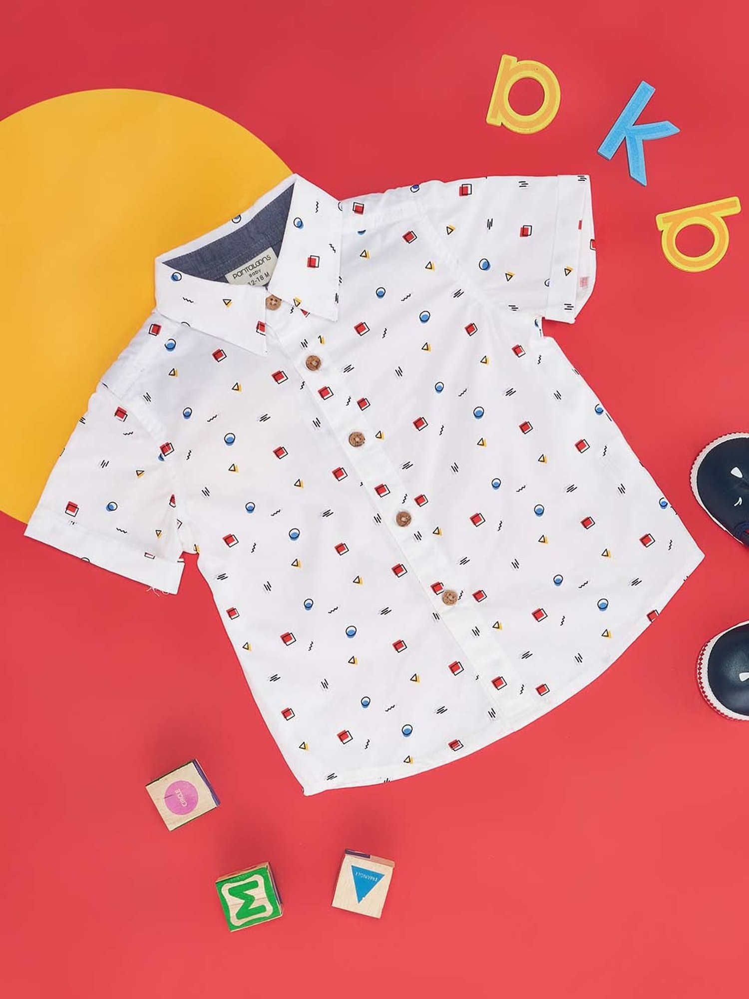 Pantaloons Baby White Cotton Printed Shirt