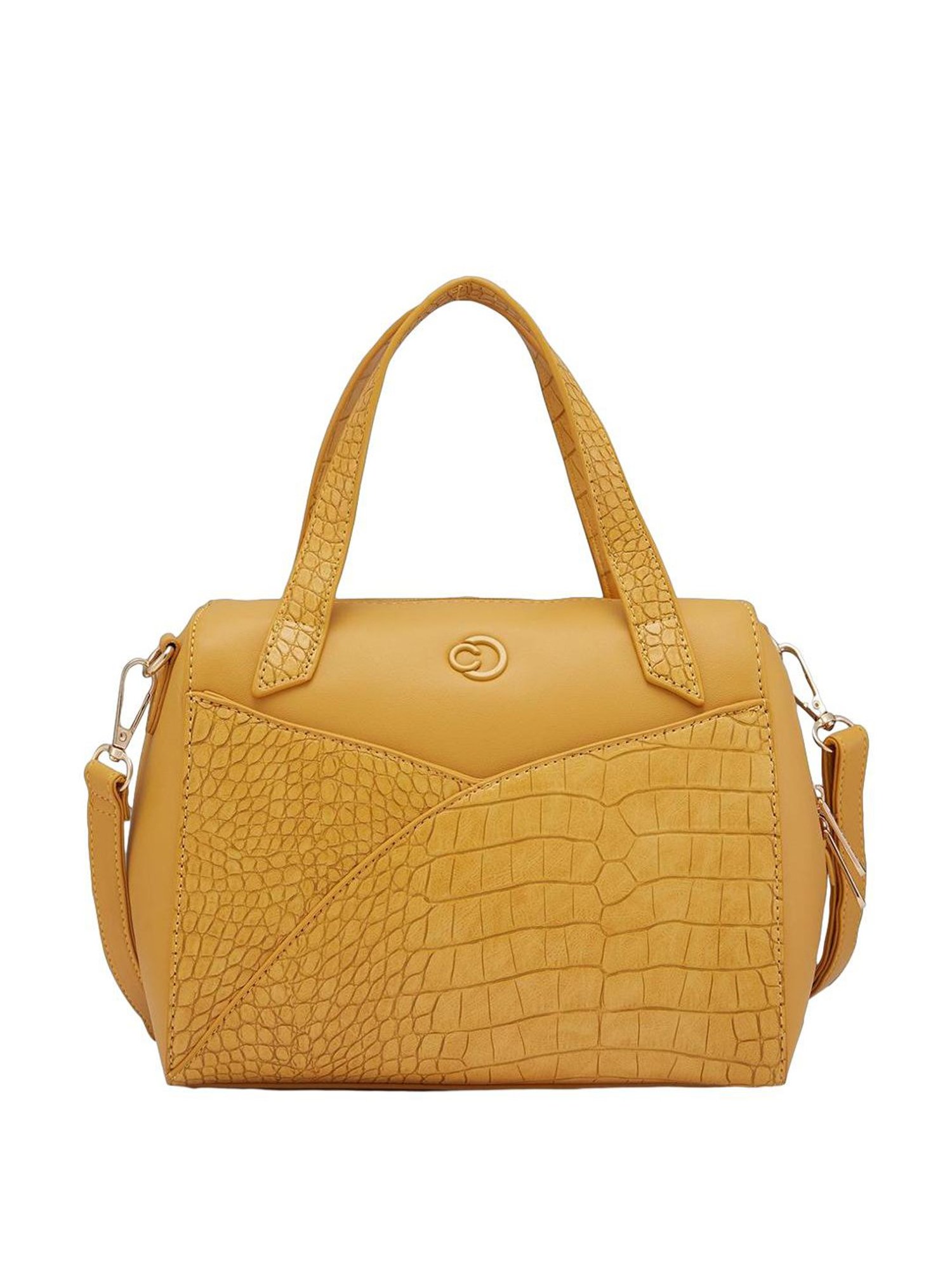 Caprese Cabo Ochre Faux Leather Textured Handbag