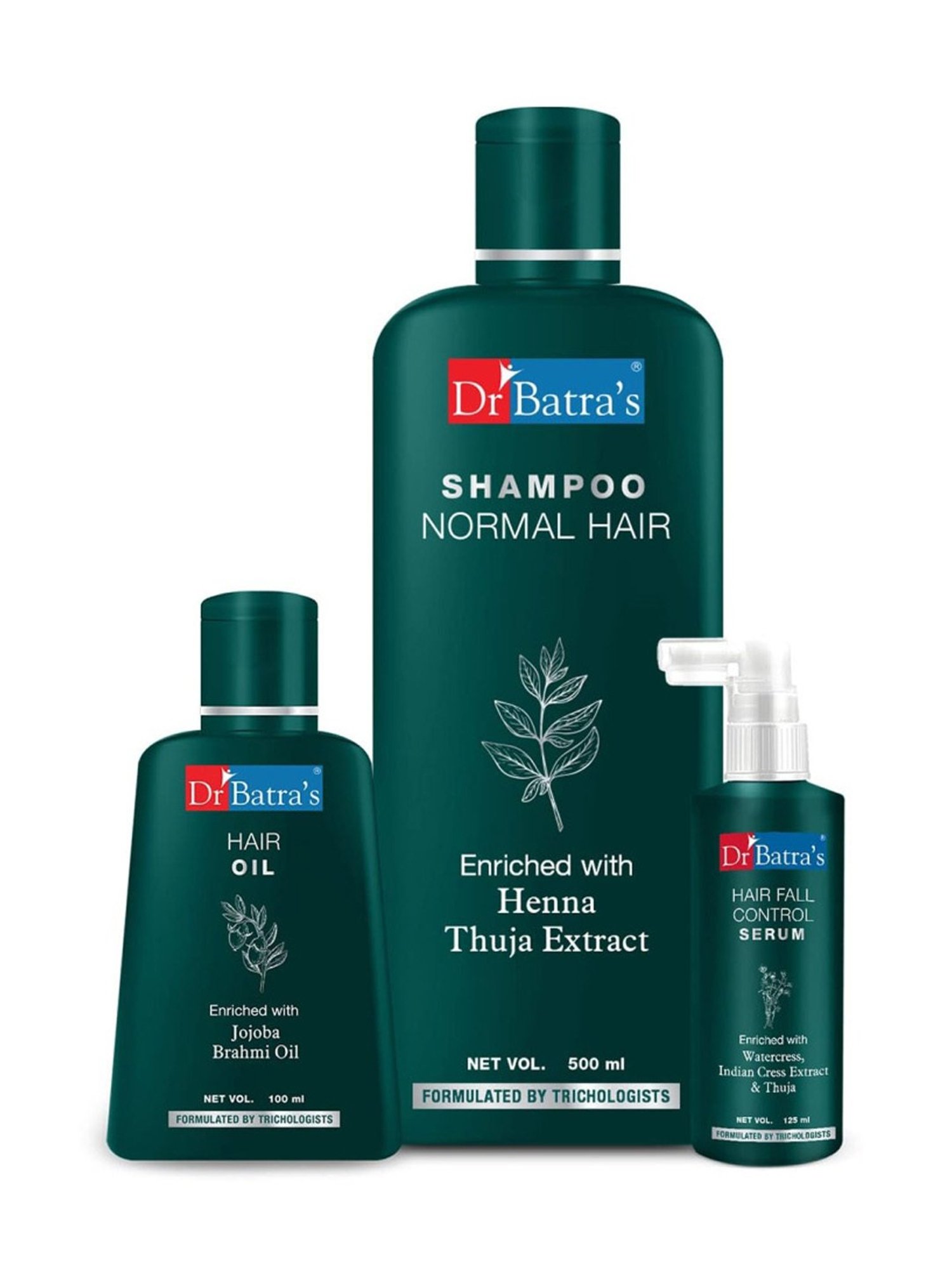 Dr. Batra's Hair Fall Control Serum, Normal Shampoo & Hair Oil
