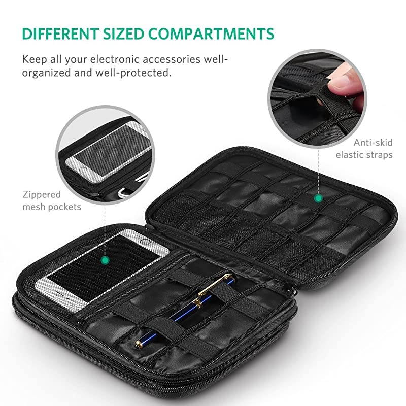 Electronics Organizer Travel Cable Organizer Gadgets Bag Accessories for USB Cable Cord USB Flash Drive SD Card Hard Drive Power Bank iPad Mini Tablet