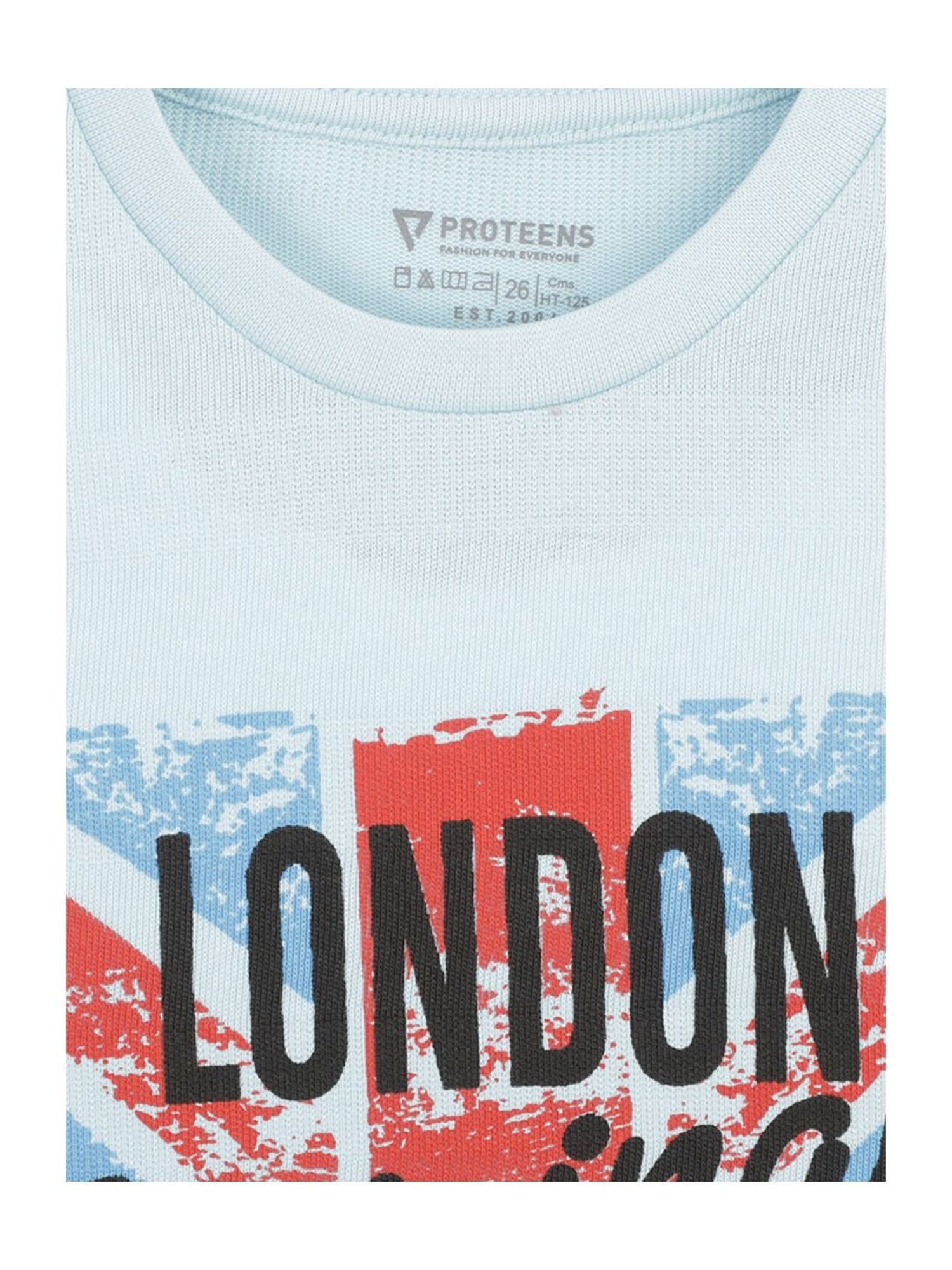 Proteens Kids Sky Blue Cotton Printed T-Shirt