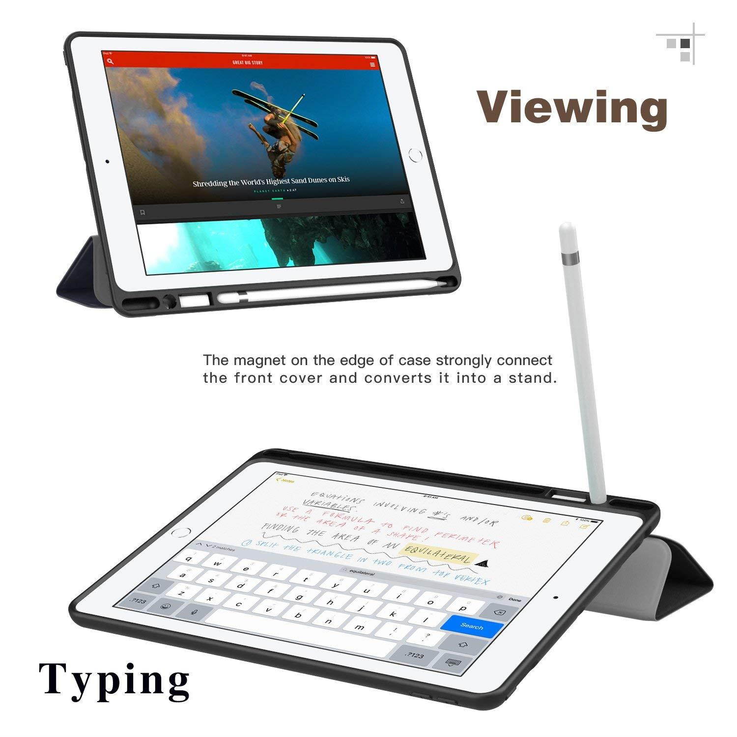 Moko Case for iPad Pro 9.7 with Apple Pencil Holder - Slim Lightweight Smart Shell Stand Cover Case with Auto Wake/Sleep for Apple iPad Pro 9.7 inch 2016 Tablet, Black