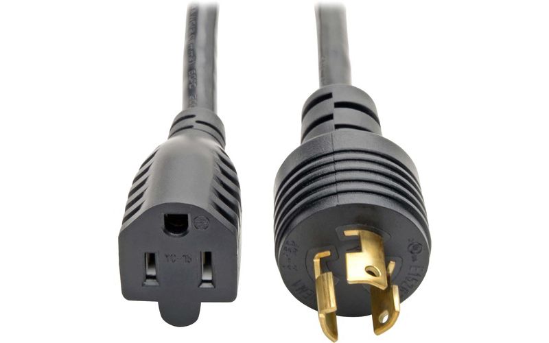 Tripp Lite 1ft Power Cord Adapter Cable 5-15P to 5-15R Heavy Duty 15A 14AWG 1' - 120 V AC / 15 A - Black - 1 ft Cord Length