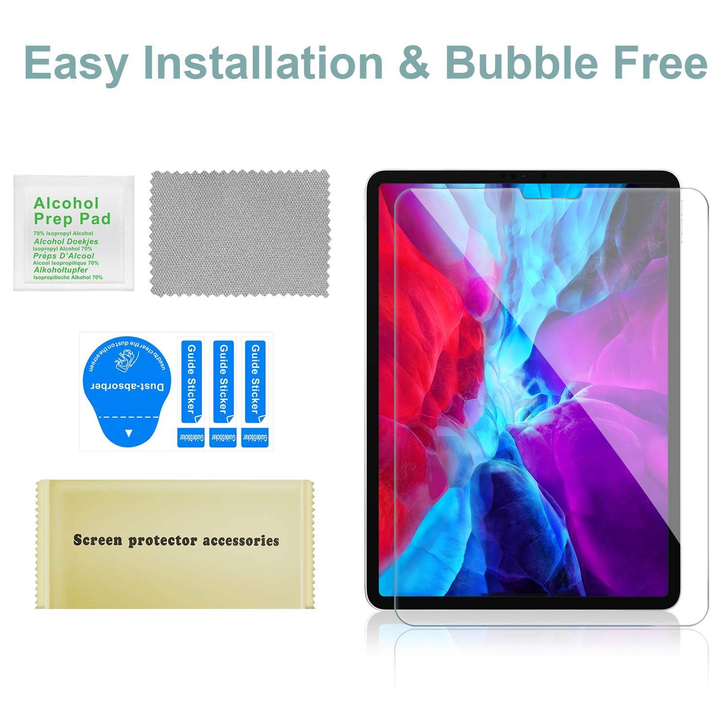 ProCase iPad Pro 12.9 Case with Tempered Glass Screen Protector 2020 2018, Slim Stand Hard Shell Protective Smart Cover for iPad Pro 12.9" 4th Gen/iPad Pro 12.9" 3rd Gen &ndash;Black