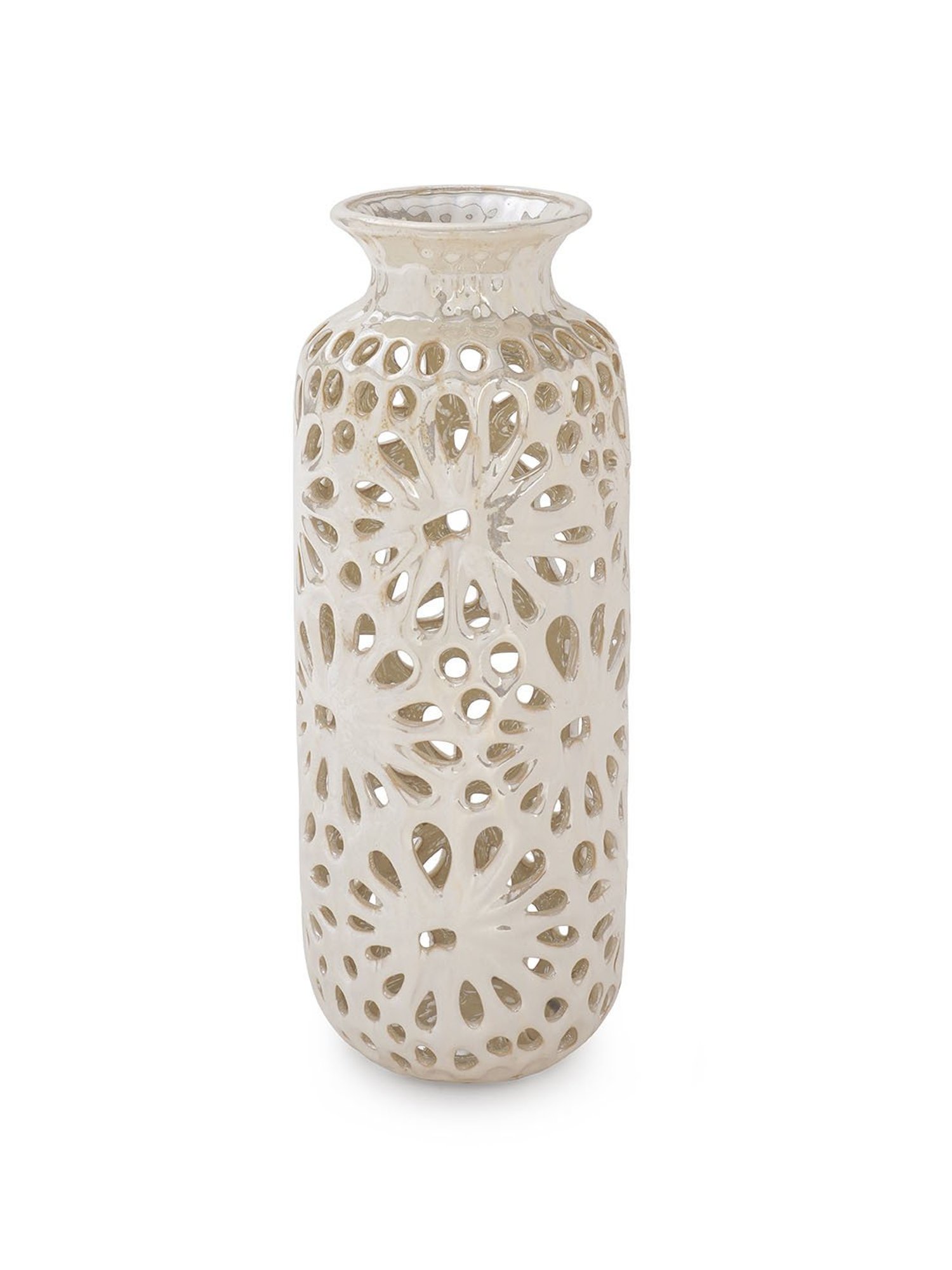 Pure Home and Living Ivory Ceramic Cut Out Pattern Vase
