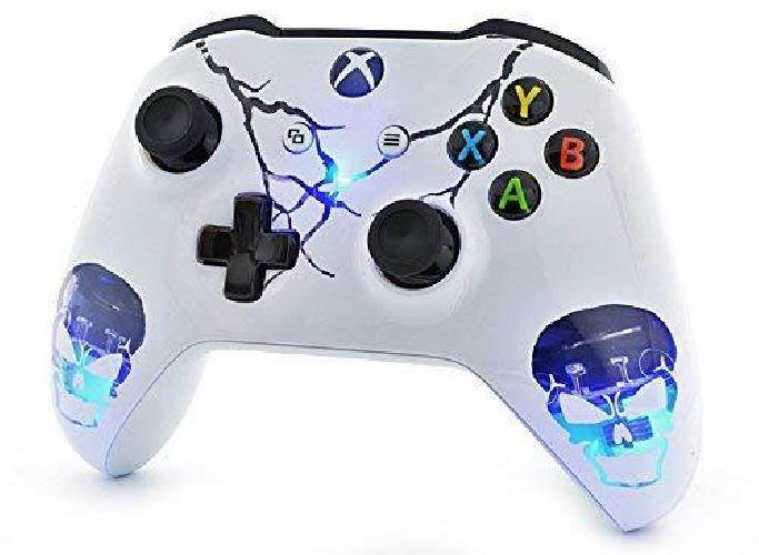 Skulls White Xbox One S Rapid Fire Custom Modded Controller 40 Mods for All Major Shooter Games, Auto Aim, Quick Scope, Auto Run, Sniper Breath, Jump Shot, Active Reload & More (with 3.5 Jack)