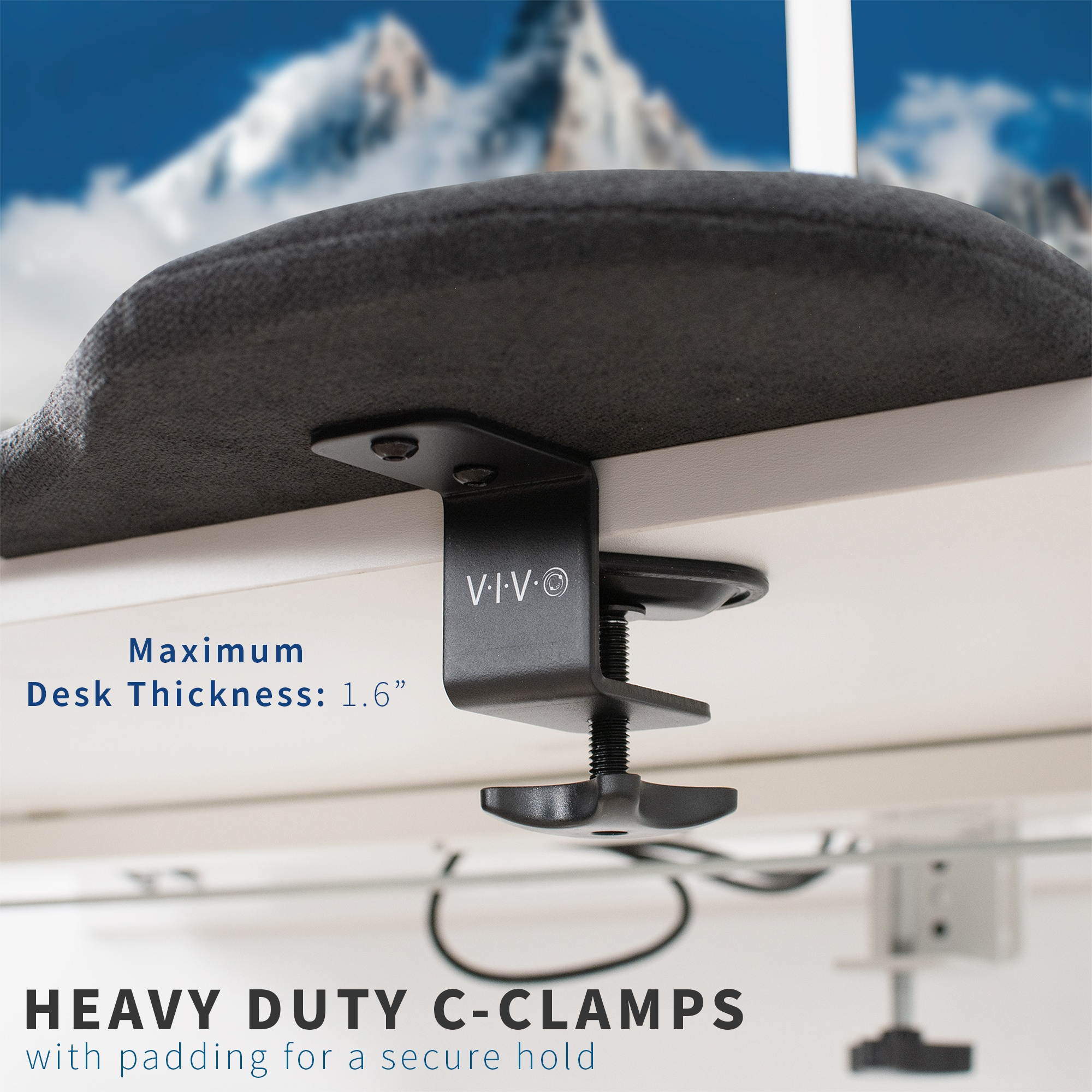 VIVO Black Universal Clamp-on Forearm Support Pad, Arm and Wrist Rest Cushion for Home and Office Desk (MOUNT-MS03C)