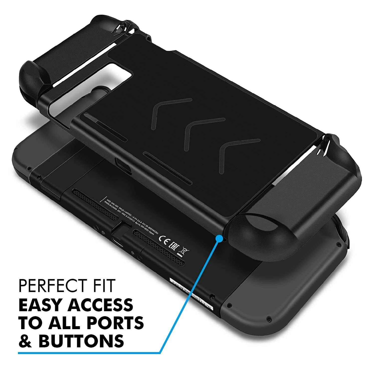 TNP Nintendo Switch Case Cover for Console & Joy-Con Controller - Travel Friendly Aluminum Alloy Hard Shell Protector, Anti-Scratch Shockproof Protective Nintendo Switch Accessories (Black)