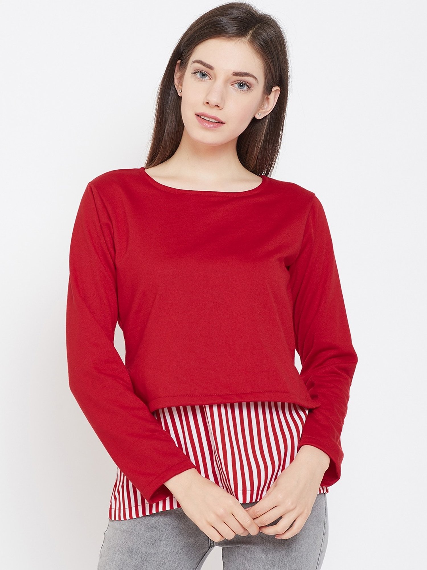 Belle Fille Red Full Sleeves Sweatshirt