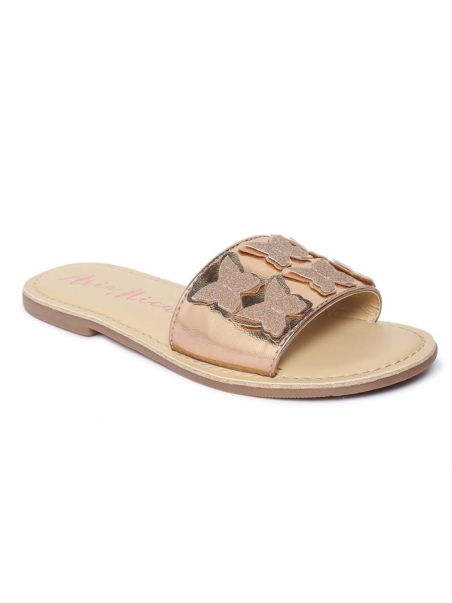 Aria Nica Kids Flutter Rose Gold Casual Slides