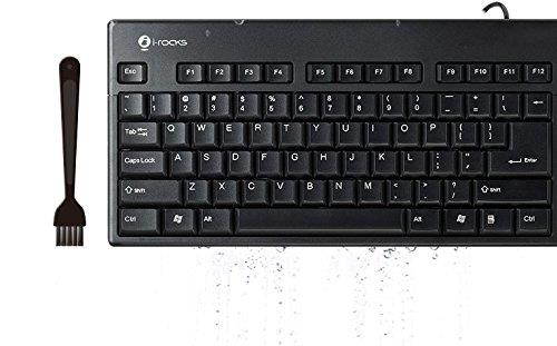 I-Rocks 104 Key Washable USB  IRK32W-BK PC Keyboard Black