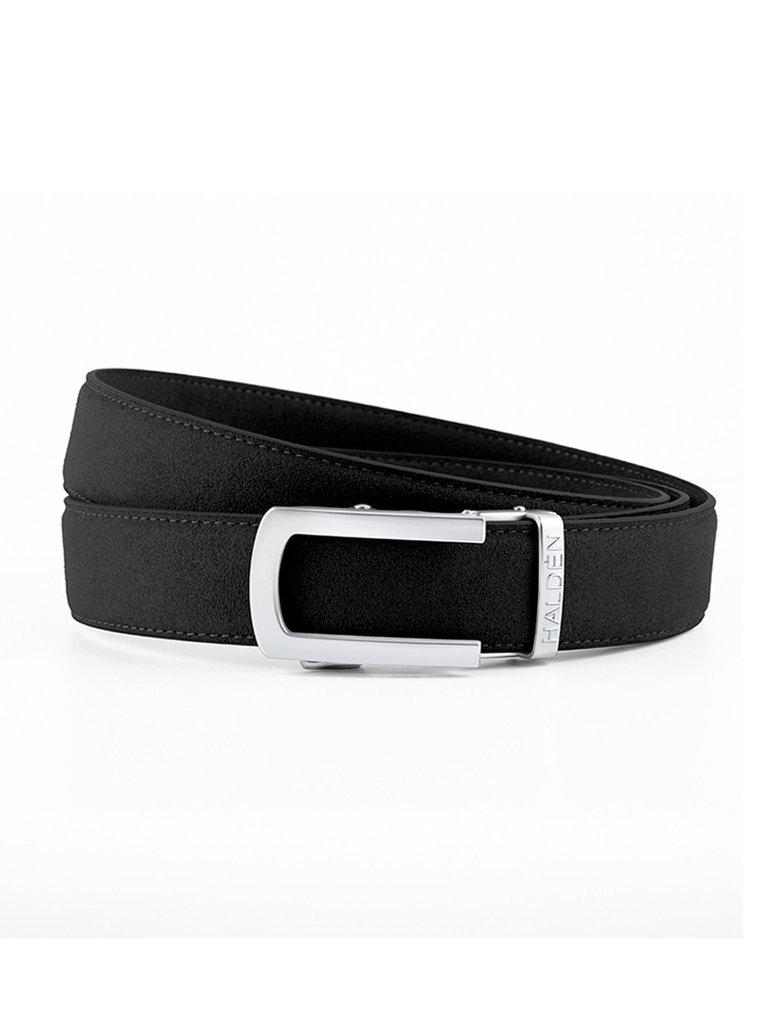Halden Black  Formal Belt With Classic Silver Matt Buckle