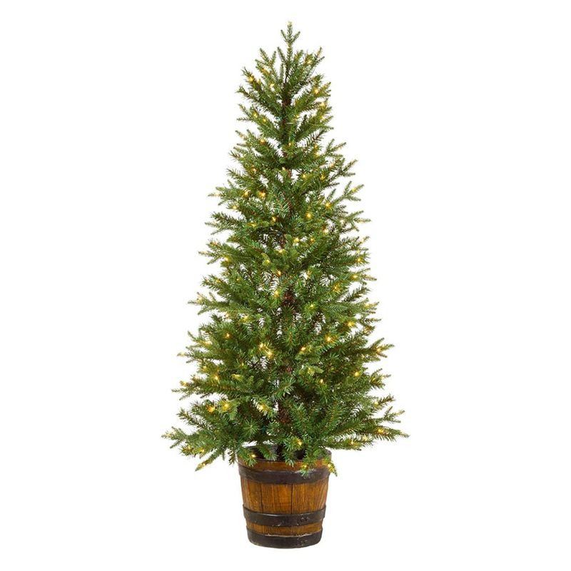 NOMA CTI1517110 5-Foot Arctic Spruce Artificial Pre-Lit Small Holiday Christmas Tree with 200 Warm White Micro Bite LED Lights, and Potted Tree Stand