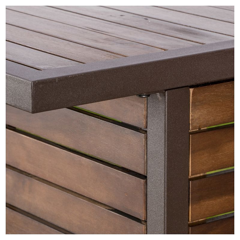 Milos Acacia Bar Table - Dark Brown / Rustic Metal - Christopher Knight Home