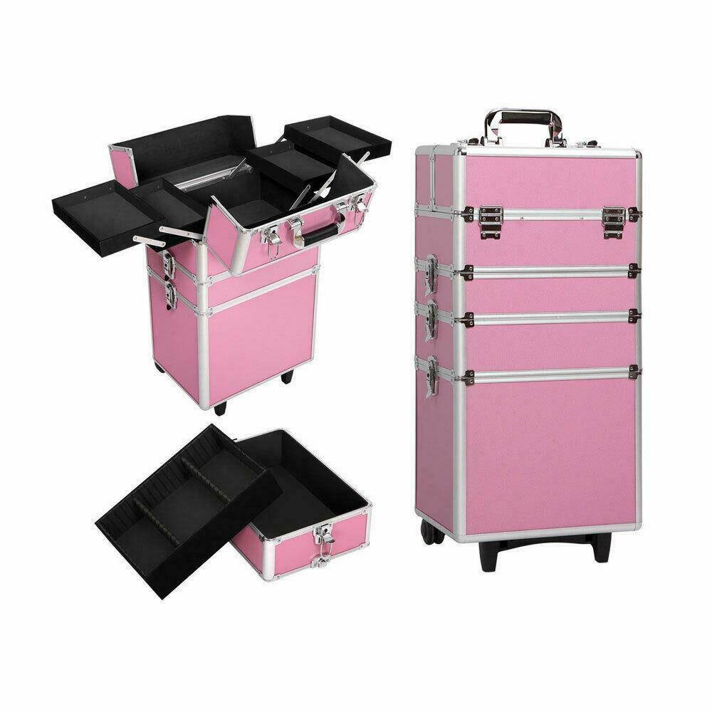 4in1 Pro Aluminum Practical Makeup Case Box Salon Cosmetic Organizer Trolley
