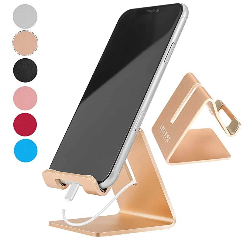 Cell Phone Stand Holder Aluminum Phone Dock Cradle Compatible with Switch, All Android Smartphone, for iPhone 12 11 Pro Xs Xs Max Xr X 8 7 6 6s Plus 5 5s 5c, Accessories (Gold)