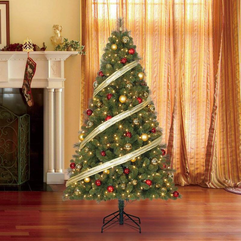Home Heritage 7 Ft. Artificial Cascade Pine Christmas Tree with Changing Lights