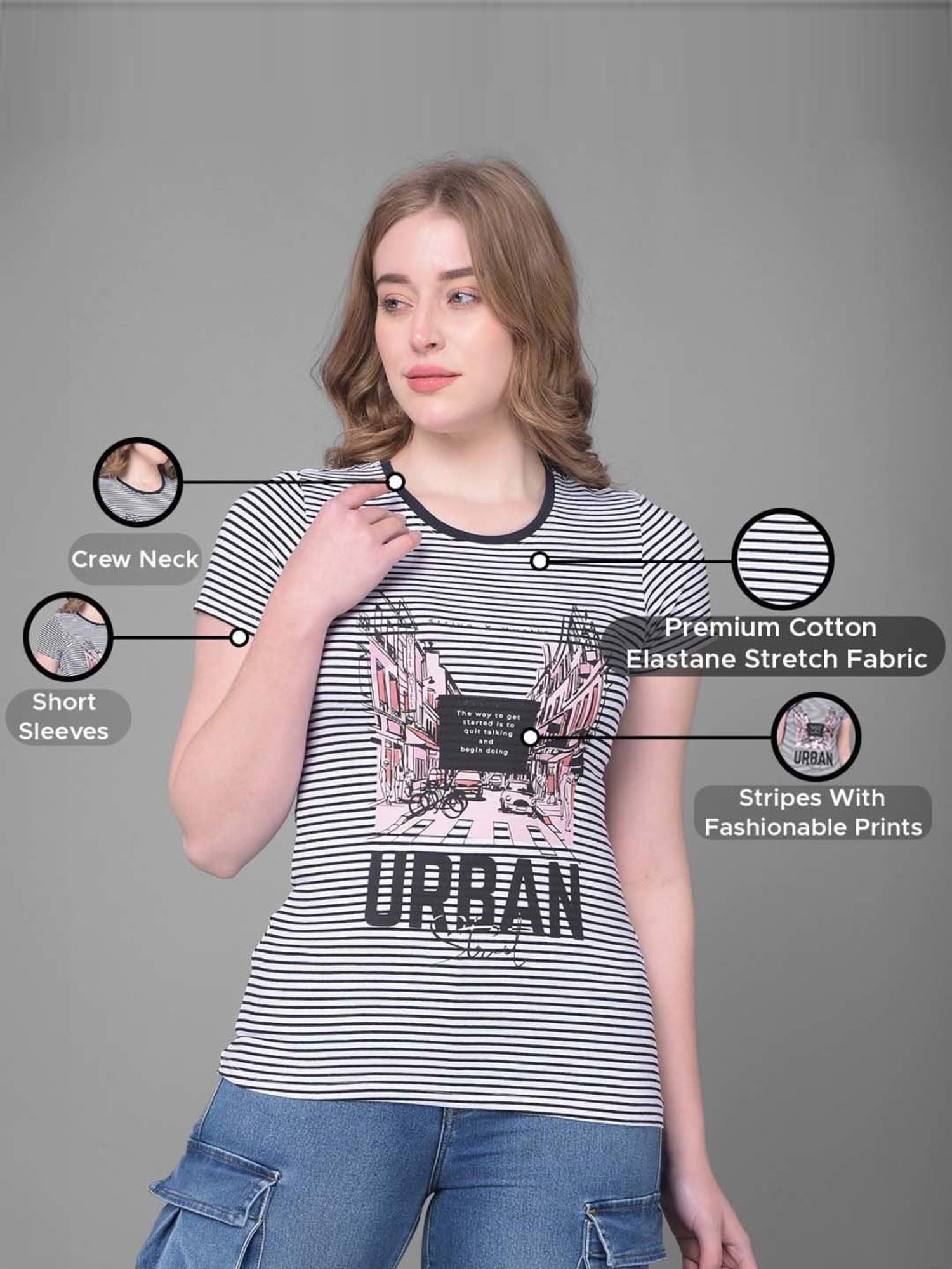 Dollar Orange & Blue Cotton Striped Sports T-Shirt - Pack Of 5