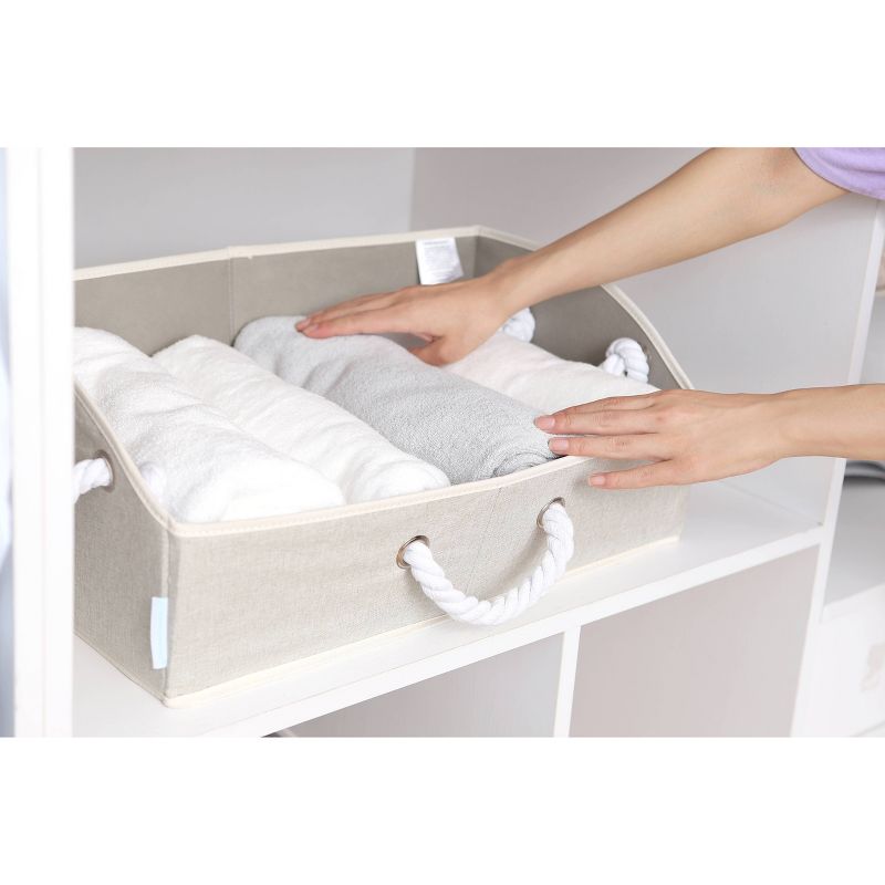 StorageWorks Set of 2 Fabric Storage Bins with Cotton Rope Handles and Low Front Wall Comfort