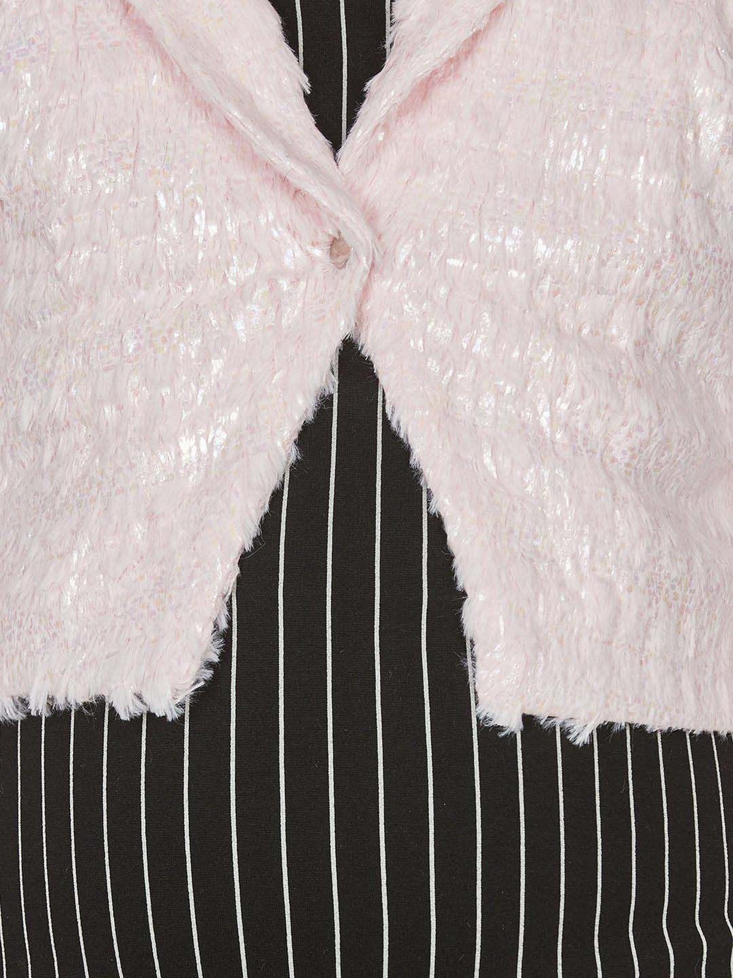 Peppermint Girls Pink & Black Striped Full Sleeves Dress Set