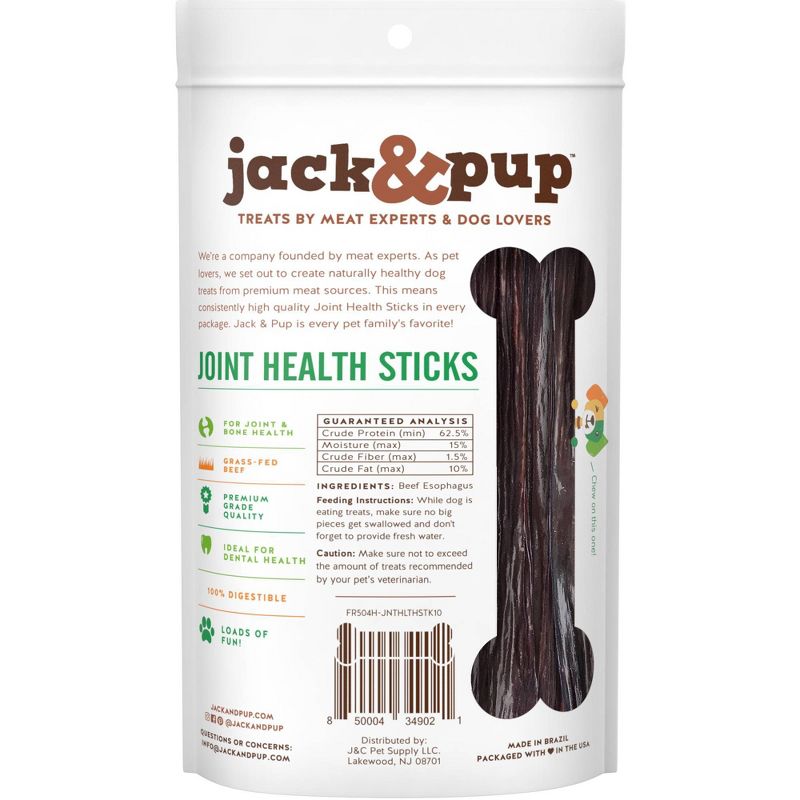 Jack & Pup Beef Gullet Sticks Dog Treats - 10pk