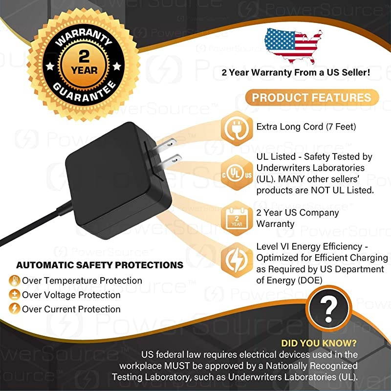 UL Listed 7Ft Extra Long TypeC ChargerACAdapter for Wireless JBL Charge 4 JBL Flip 5 Black Shadow Edition Portable Bluetooth Waterproof Speaker PowerSupply Cord